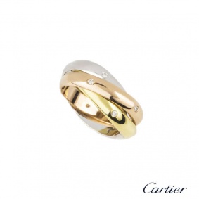 Cartier 18k 3 Colour Gold Diamond Set Trinity Ring